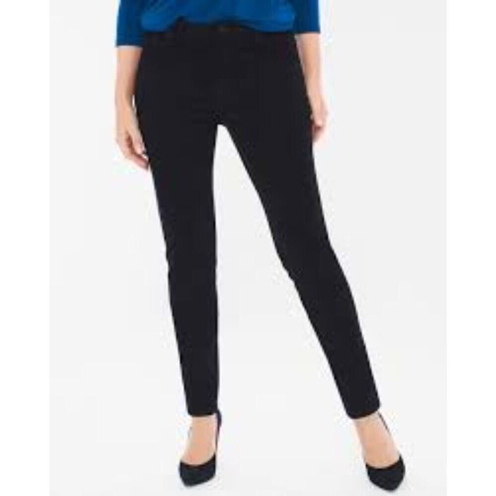 Chicos Pants XS Faux Suede‎ Black Slim Leg Ankle Pull On Stretch Travel Party